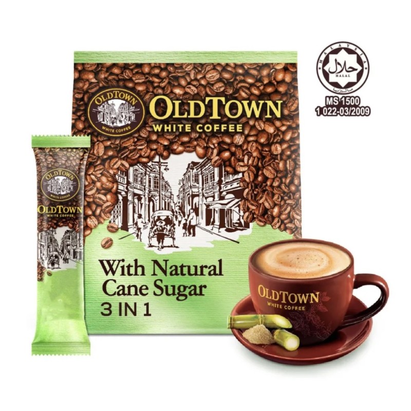 Old Town 3-in-1 Instant White Coffee with Natural Cane Sugar